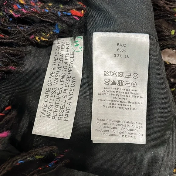 NEW GANNI WOOL A-LINE TWEED SKIRT in BLACK Size 38 / US 6